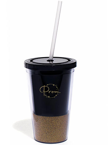 Glitter Dipped Black Tumbler