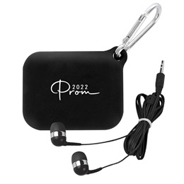 "Prom" Flexible Tech Pouch With Ear Buds - Black