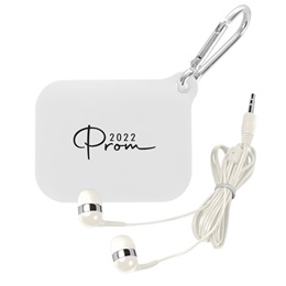 "Prom" Flexible Tech Pouch With Ear Buds - White