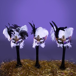 Masked Feather Vases Centerpieces Kit (set of 3)