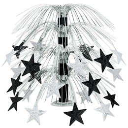 Black & Silver Star Foil Cascade Centerpiece