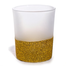 Frosted Glass Votive Holder with Gold Glitter