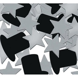 Silver Stars and Top Hats Confetti – 1 ounce
