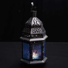 Moroccan Hanging Lantern - Blue Glass