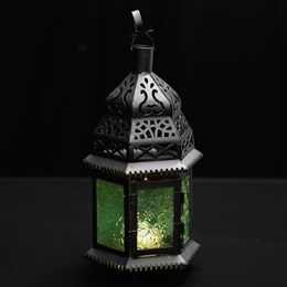Moroccan Hanging Lantern - Green Glass