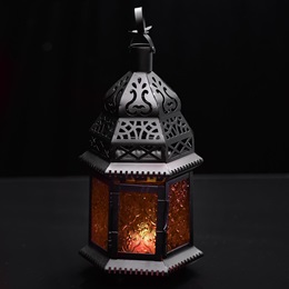 Moroccan Hanging Lantern - Orange Glass
