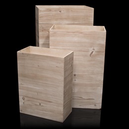 3-Piece Rectangle Wood Planter Set