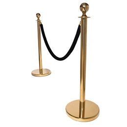 Black Velvet Rope and Gold Stanchion Set