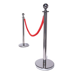 Red Velvet Rope and Silver Stanchion Set