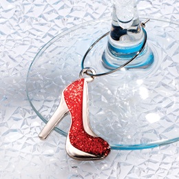 Glassware Charm - Red Ruby High Heel Shoe