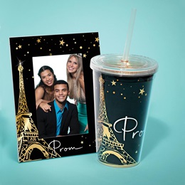 Prom Frame and Luxe Tumbler Favor Set - Golden Paris Starlight