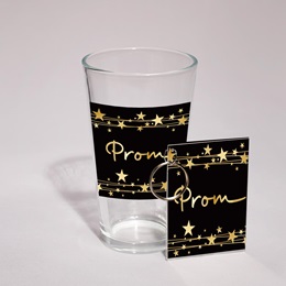 Full-color Prom Tumbler and Key Chain Set - Double Ribbon Stars