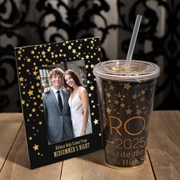 Super Shiny Tumbler and Frame Set - Gold Stars