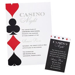 Casino Card Suits Celebration Prom Invitation and Ticket Set