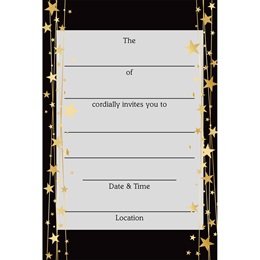 Full-color Fill-in Prom Invitation - Double Ribbon Stars