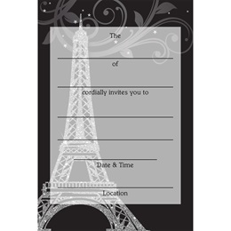 Full-color Fill-in Prom Invitation - Silver Paris Night