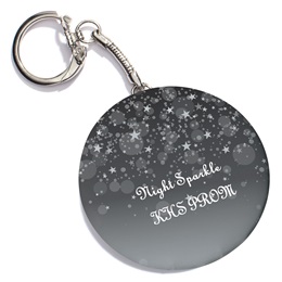 Full-color Round Key Chain - Black Bubbles and Stars