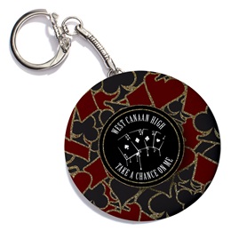 Full-color Round Key Chain - Black and Red Casino