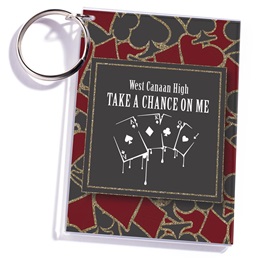 Full-color Rectangle Key Chain - Black and Red Casino