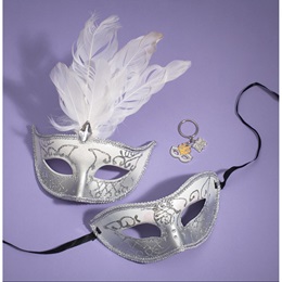 Silver Masks and Prom Mask Key Chains 4-piece Set