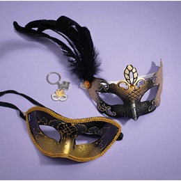 Black Masks and Prom Mask Key Chains 4-piece Set