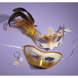 Gold Masks and Prom Mask Key Chains 4-piece Set