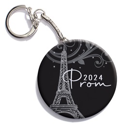 Silver Paris Night Round Key Chain