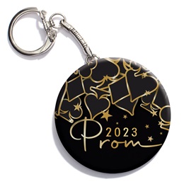 Black and Gold Casino Round Key Chain