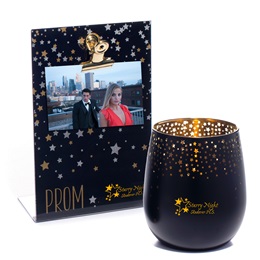 Custom Golden Starlight Small Tumbler and Clipboard Prom Frame Set