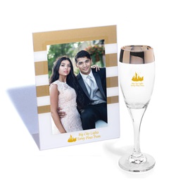 Golden Stripe Frame and Flute Favor Set