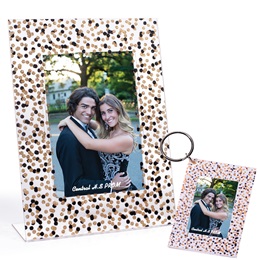 Gold Confetti Frame and Photo Key Chain Set