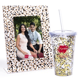 Gold Confetti Frame and Tumbler Set