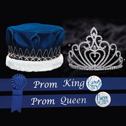 Royalty Set: Celia Tiara with Blue and Silver Sashes