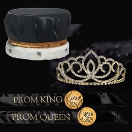 Satin Prom King and Queen Set - Gold Sasha Tiara