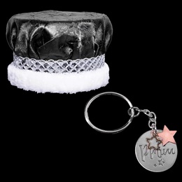 Crushed Satin Crown and Star Cut Out Key Chain Set