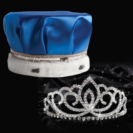 Sasha Tiara and Blue Satin Crown Set