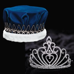 Celia Tiara and Blue Velvet Crown Set