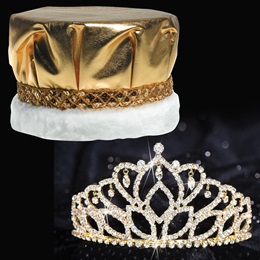 Gold Mirabella Tiara and Metallic Crown Set