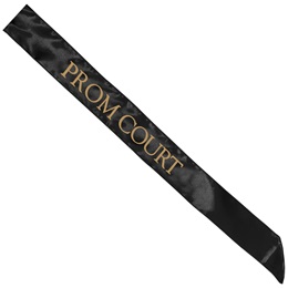 Satin Prom Court Sash - Black and Gold