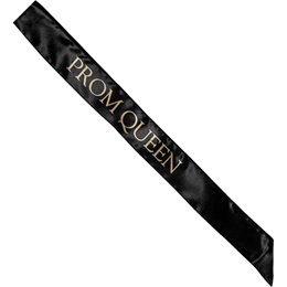 Satin Prom Queen Sash - Black and Gold