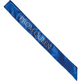 Satin Prom Queen Sash - Blue and Gold