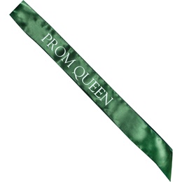 Satin Prom Queen Sash - Green and White