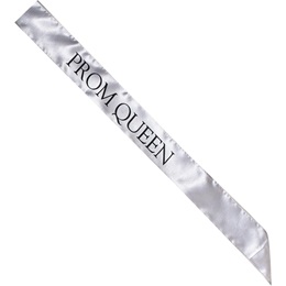 Satin Prom Queen Sash - Silver and Black