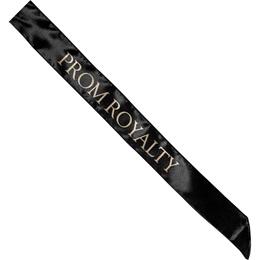 Satin Prom Royalty Sash - Black and Gold