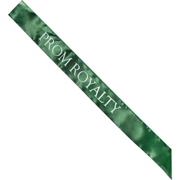 Satin Prom Royalty Sash - Green and White