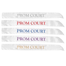 White Satin Prom Court Sash