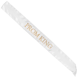 White Satin Prom King Sash