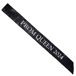 Satin Prom Queen Year Sash - Black/White
