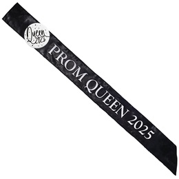 Satin Prom Queen Year Sash - Black/White