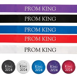 Prom King Ribbon Sash and Button Set